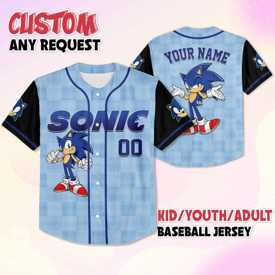 Discover Custom Sonic Baseball Jersey, Sonic the Hedgehog Jersey Shirt, Custom Sonic Kids, Youth, Adult Jersey, Sonic Outfit, Gamer Birthday Gift