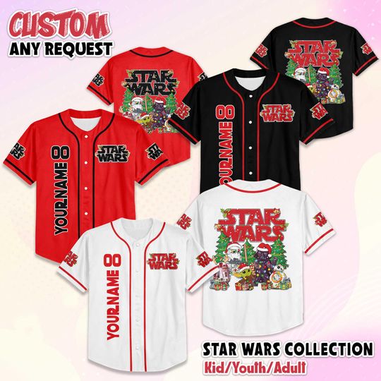 Discover Personalized Star Wars Baseball Jersey, Custom Star Wars Shirt, Disney Matching Family Tee, Unique Gift for Star Wars Fans