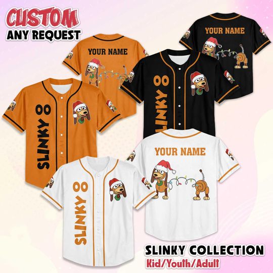 Discover Custom Slinky Dog Christmas Baseball Jersey, Disney Toy Story Slinky Dog Baseball Shirt, Matching Disney Trip Outfit, Disney Birthday Gift