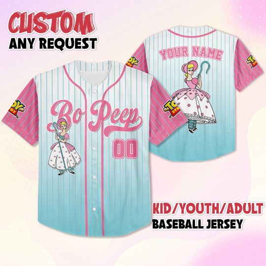 Discover Personalized Bo Peep Baseball Jersey, Custom Disney Toy Story Jersey, Disney Family Matching Outfit, Gift for Disney Fans