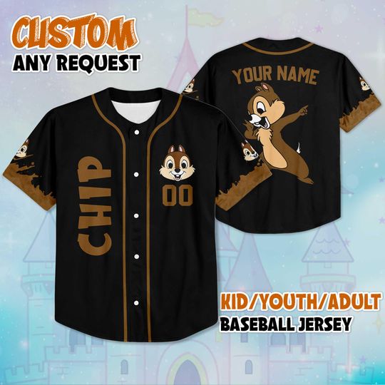Discover Custom Chip Baseball Jersey, Disney Chip Jersey Shirt, Personalized Chip Jersey, Gift for Disney Fans, Magic Kingdom Shirt