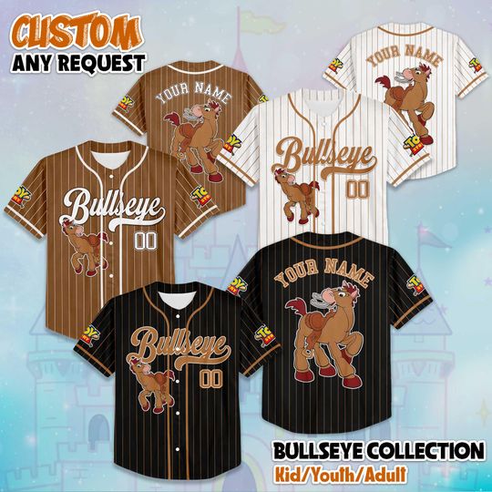 Discover Personalized Bullseye Baseball Jersey, Custom Disney Toy Story Bullseye Jersey, Family Matching Outfit, Gift for Fans
