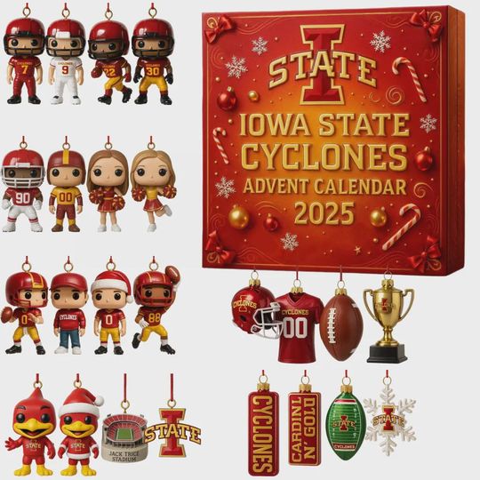 Discover Iowa State Cyclones Advent Calendar 2025, Cardinal N' Gold Football Ornament Set, Christmas Countdown Gift for Alumni and Students