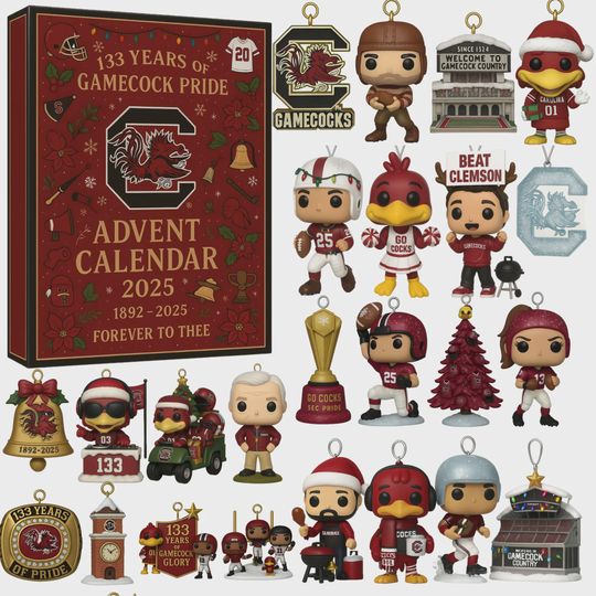 Discover South Carolina Gamecocks Advent Calendar 2025, 133 Years of Pride SEC Football Ornament Set, Christmas Gift for Alumni and Fans