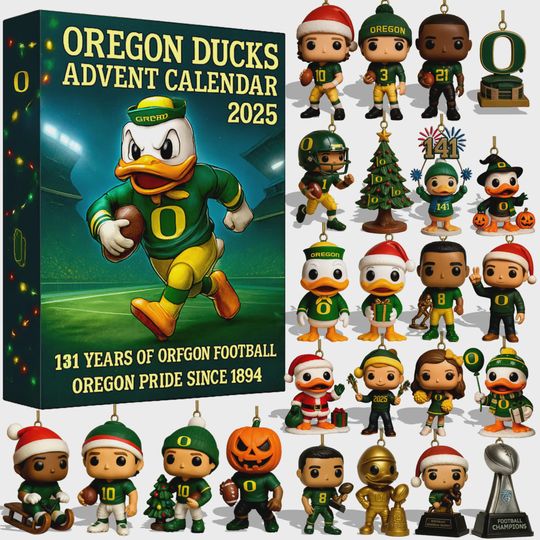 Discover Oreg ducks Advent Calendar 2025, 131 Years of Oregon Football Pride Ornament Set, College Sports Gift for Alumni and Students