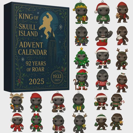 King Kong Advent Calendar 2025, King of Skull Island 92 Years of Roar Merch, Kaiju Christmas Gift Set, Cult Classic Movie Fan
