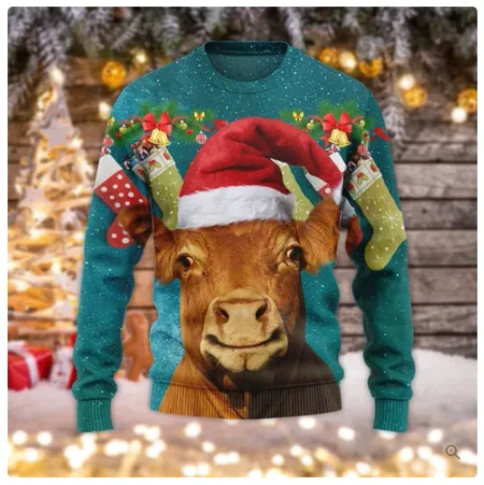 Discover Christmas Cow Ugly Christmas Sweater