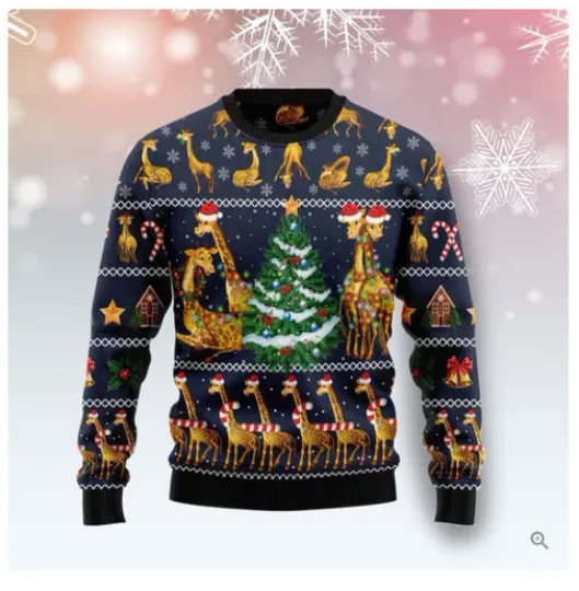 Discover Love Giraffe Ugly Christmas Sweater