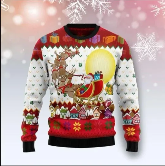 Discover Reindeer And Santa Claus Ugly Christmas Sweater