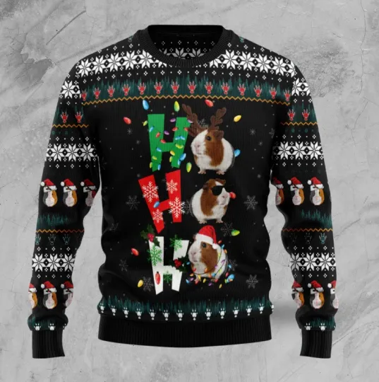 Discover Hohoho Guinea Pig Ugly Christmas Sweater, Perfect Holiday Gift