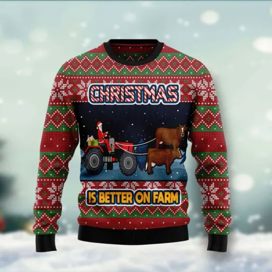 Discover Christmas Is Better On Farm Ugly Christmas Sweater, Perfect Holiday Gift