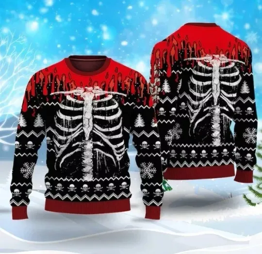 Discover Christmas Lights Skeleton Unly Sweater 3D, Ugly Xmas Sweater
