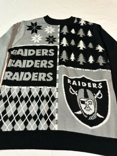 Las Vegas Raiders Ugly Christmas Sweater Mens Size Small football Team Apparel Black