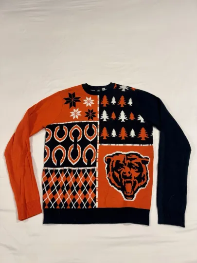 Discover football Team Apparel Chicago Bears Holiday Ugly Christmas Sweater Mens