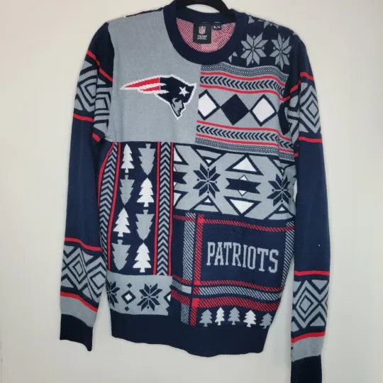 New England Patriots Christmas Sweater Medium football Team Apparel SFH Ugly Football