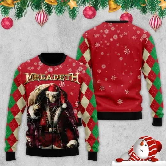 Megadeth Band Merry Christmas Polyester Ugly Sweatshirt