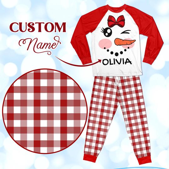 Discover Personalized Snowman Christmas Family PJs, Matching Family Christmas PJs, Children Snowman Sleepwear, Retro Holiday Pajamas, Xmas Gift Idea