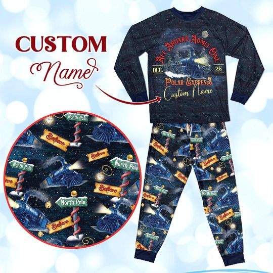 Pol-ar Express Christmas Family Pajamas Set, Custom North Pole Train PJs, Cozy Winter Sleepwear for Kids & Adults, Believe Polar Sleepwear