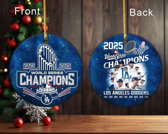 Dodgers 2025 Ceramic Ornament, Baseball Christmas Decoration, World Series Dodgers Ornament