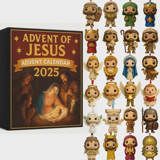 Discover Advent of Jesus Calendar 2025, Nativity Scene Christmas Gift, Christian Religious Ornament Set