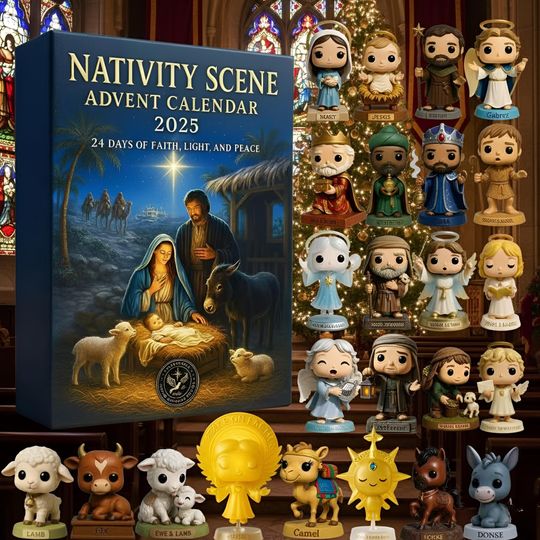 Discover 2025 Nativity Scene Advent Calendar, 24 Days of Faith and Light, Christian Christmas Gift, Holy Family Collectible, Religious Decor