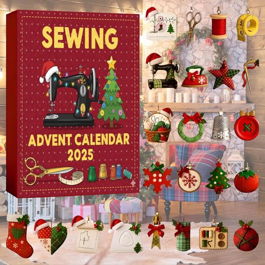 Discover 2025 Sewing Advent Calendar, 24 Days of Sewing Surprises, Quilter Gift Set, Vintage Craft Decor, Christmas Countdown for Crafters