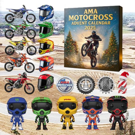 Discover AMA Motocross Advent Calendar 2025, 24 Days of Dirt Bikes and Helmets, Christmas Countdown Gift for Motocross Fans