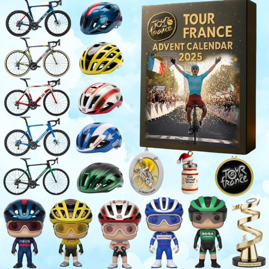 Discover Tour de France Advent Calendar 2025, 24 Cycling Gifts with Mini Bikes and Helmets, Christmas Countdown for Cyclists & Racing Fans