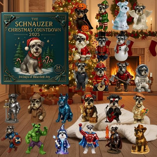 Discover Acrylic Advent Calendar Blind Box Schnauzer Christmas Countdown 2025, 24 Days of Bearded Joy, Holiday Decor for Dog Lovers