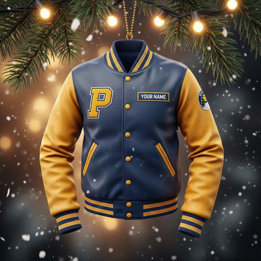 Discover Personalized Pacers Varsity Jacket Ornament: Custom Name Christmas Decoration