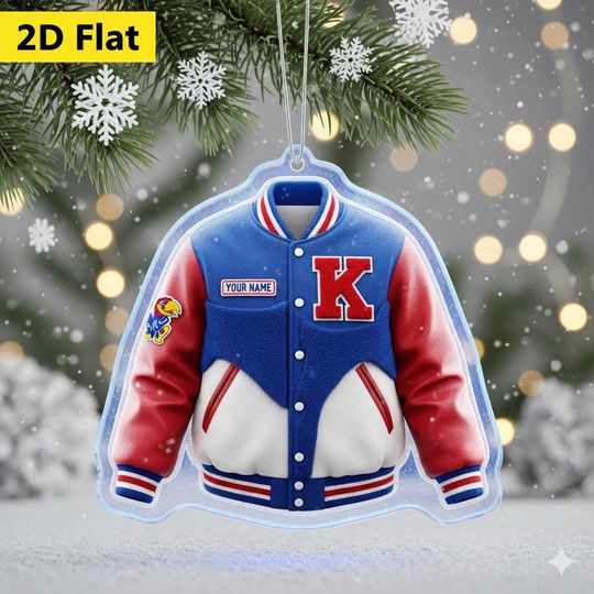 Personalized Kansas Jayhawks Varsity Jacket Ornament - Acrylic Basketball Gift