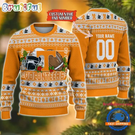 Discover Tennessee Volunteers Logo Team Football Custom Christmas Ugly Sweater
