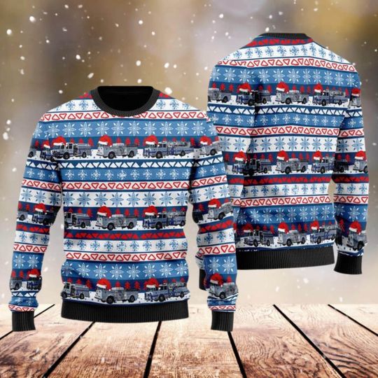 Brownsville Pennsylvania Firefighter 3D Ugly Christmas Sweater, Funny Holiday Crew Sweater, Fire Department Xmas Gift