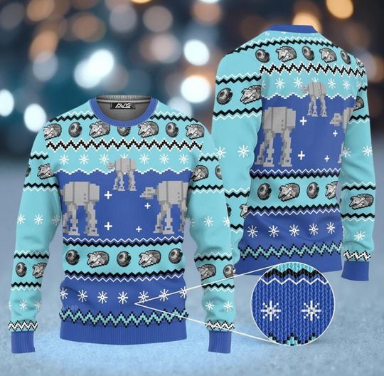 Discover AT-AT Walker Ugly Christmas Sweater, Funny Sci-Fi Holiday Jumper, Geeky Movie Fan Festive Pullover Gift for Men & Women