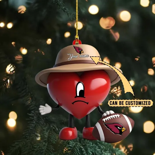 Discover Personalized Bad Bunny Heart Arizonna Football Team Cardinals Christmas Ornament Holiday Gift