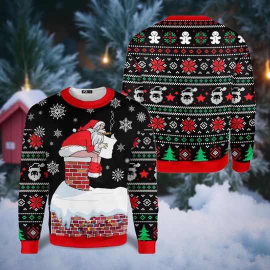 Discover Ugly Christmas Sweater for Men and Women, Funny Santa Xmas Shirt, Holiday Sweatshirt Pullover, Christmas Party Outfit Gift Idea