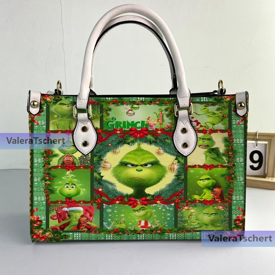 Discover Christmas funny character Leather Bag Handbag, Crossbody Bag