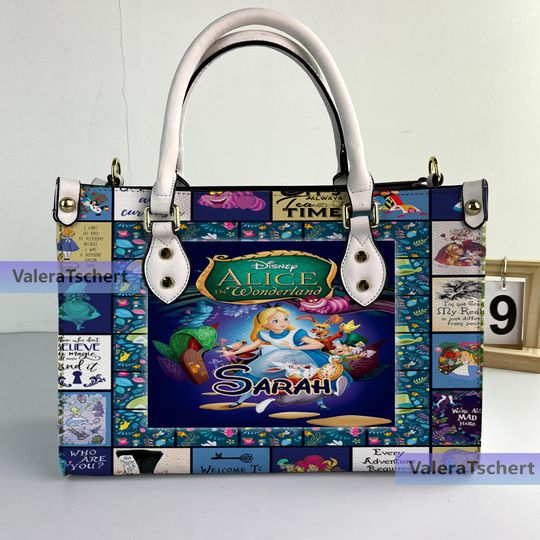 Discover Alice In Wonderland Cartoon Leather Bag Handbag, Alice Woman Purse