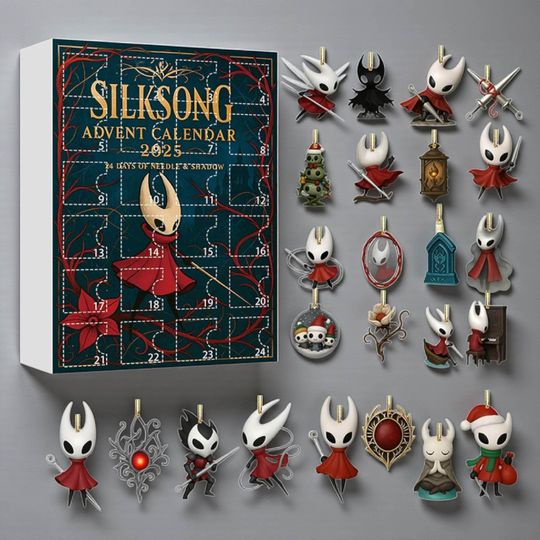 Discover Hollow Knight Silksong Advent Calendar 2025, 24 Hollow Knight Charms, Hornet & The Knight Ornaments, Gamer Gift, Hollow Knight Character