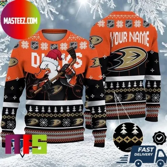 Discover Anaheim Ducks Mascot Personalized Name Ugly Christmas Sweater