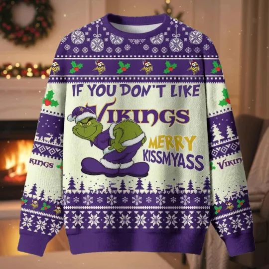 Discover Minnesota funny character If You Dont Like Vikings Merry Kissmyass Ugly Christmas Sweater