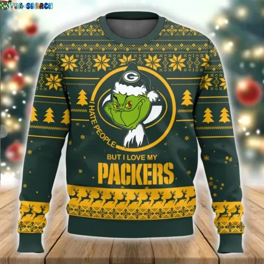 Discover Green Bay funny character I Hate People But I Love My Packers Ugly Christmas Sweater