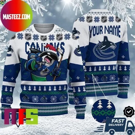 Discover Vancouver Canucks Mascot Personalized Name Ugly Christmas Sweater