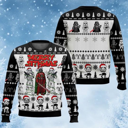 Discover Santa Star Wars Darth Vader Ugly Sweater, AT-AT Christmas Sweater for Fans