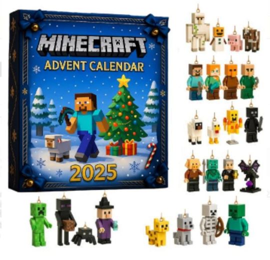 Discover Minecraft Advent Calendar 2025, Creeper Steve Enderman Merch, Christmas Gift for Gamers Kids, Pixel Block Ornament Set
