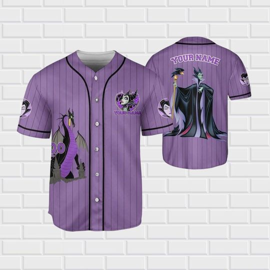 Discover Personalized Disney Villains Jersey, Custom Maleficent Queen Baseball Jersey Shirt