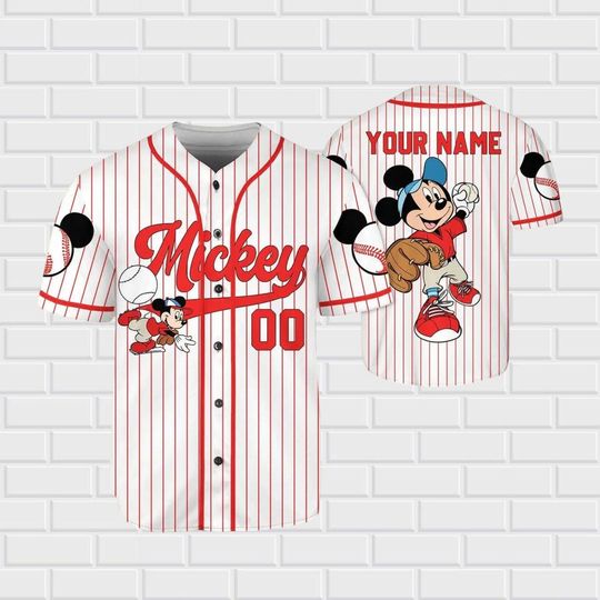 Discover Personalized Mickey Mouse Baseball Jersey for Kids and Adults, Disney Mickey and Friends