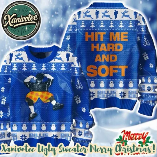 Discover Billie Eilish Hit Me Hard And Soft With Love Ugly Christmas Sweater 2025