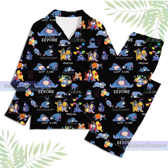 Discover Winnie The Pooh Eeyore Unisex Long Sleeve Adult Nightwear Pajama Set