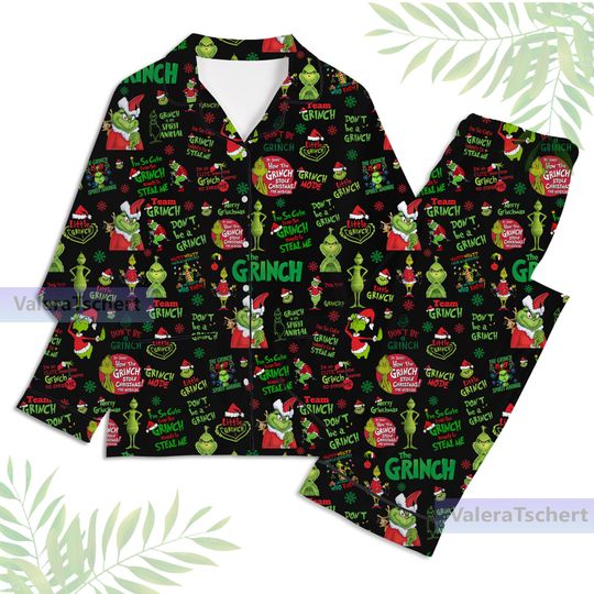 Discover Funny character Christmas Unisex Long Sleeve Adult Nightwear Pajama Set